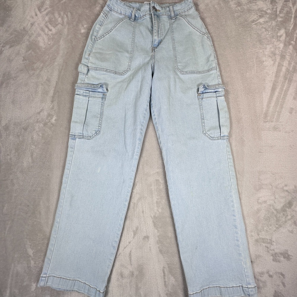 Wax Cargo Jeans Womens Size 3/26 Blue Denim Cotton Stretch Medium Wash Pants